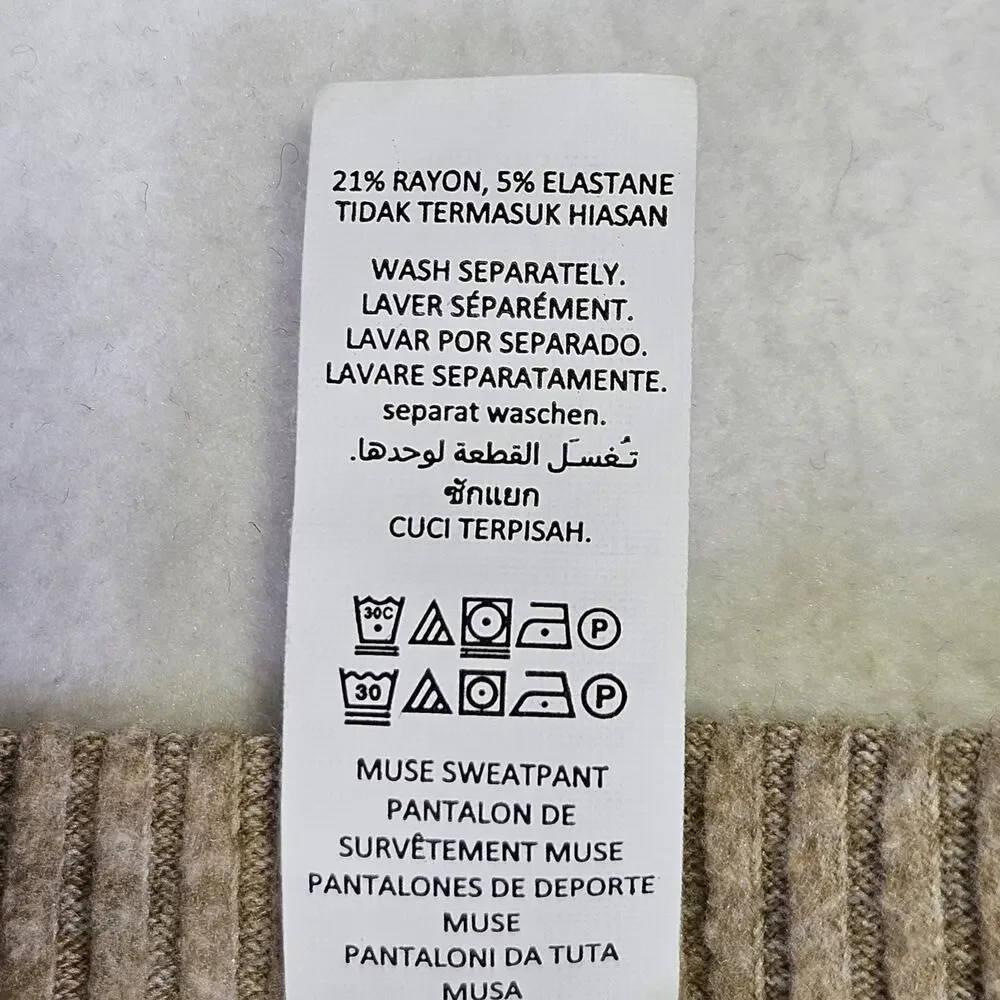 Alo Yoga Muse Sweatpants Women XS Ribbed Gravel Heather W5784R Athleisure Jogger